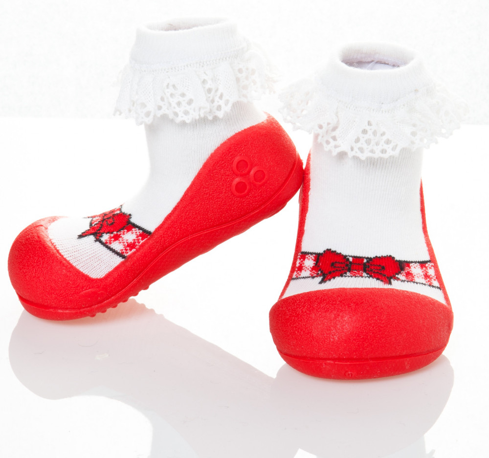 red baby slippers